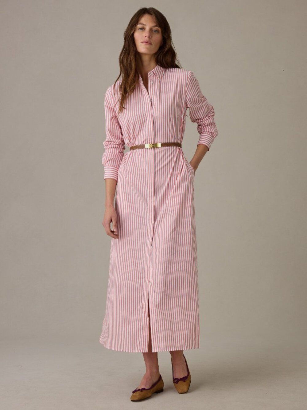 J McLaughlin Leighton Dress in Stripe - White/Radiant Rose NEW